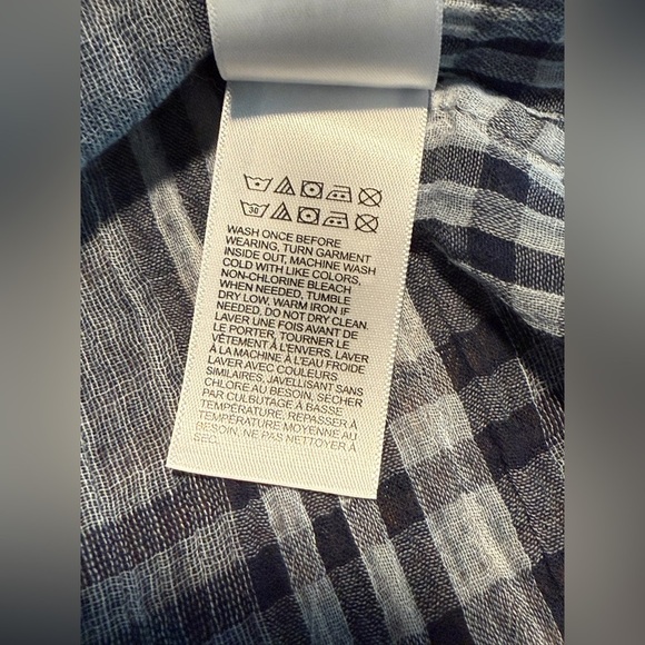 Lucky Brand Women's M‎ Button Front Lightweight Shirt Blue Plaid sheer western - Picture 13 of 16